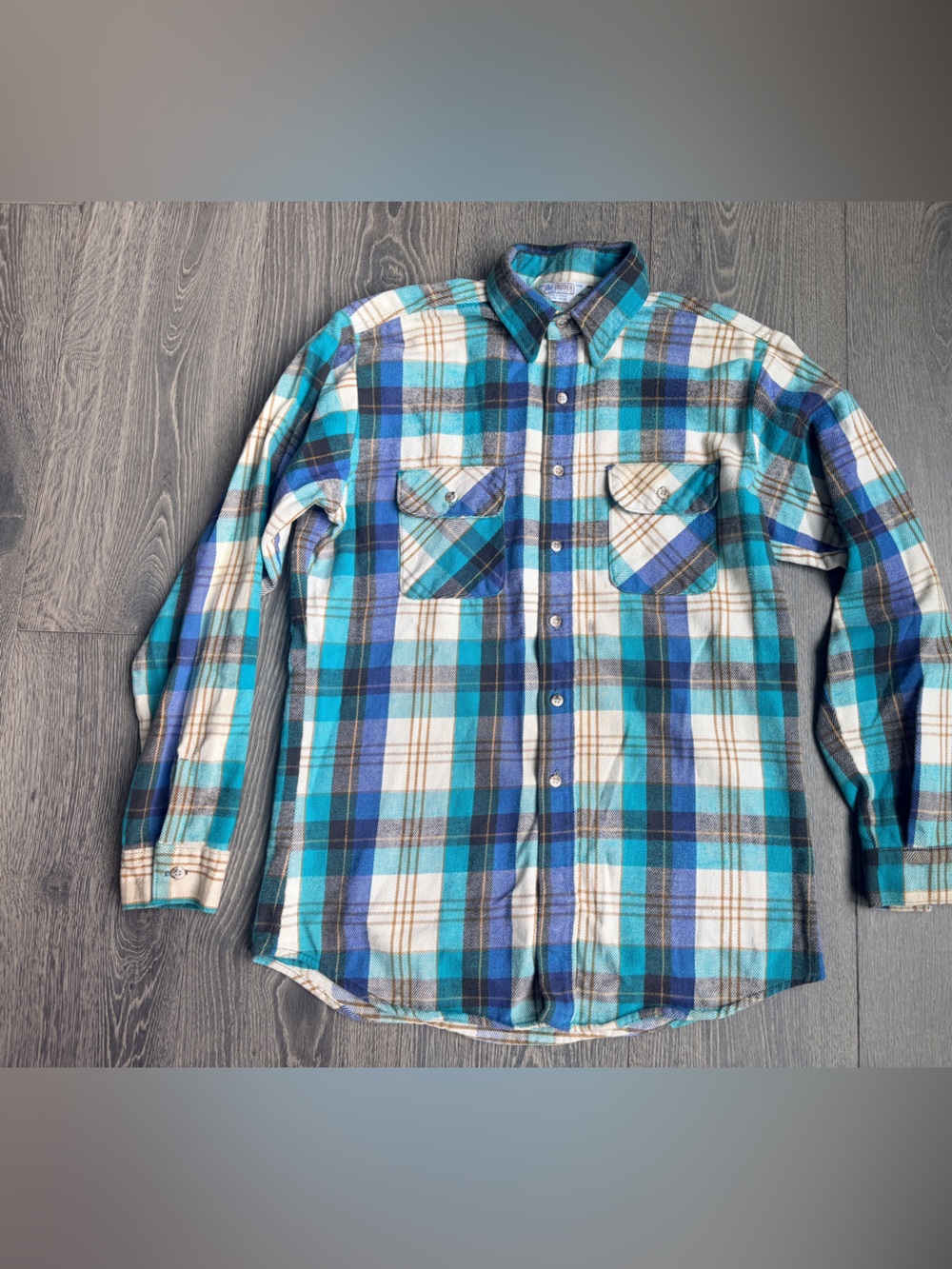 Five Brothers Made in USA Vintage Plaid Flannel Buttondown Shirt Size Large
